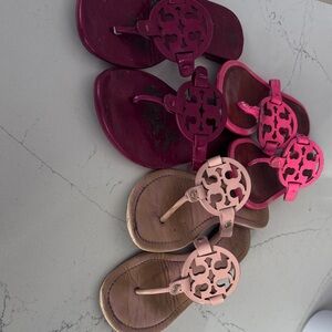 Tory Burch Miller Sandals 3 pair Set of Three Stylish Sandals in Pink and Brown
